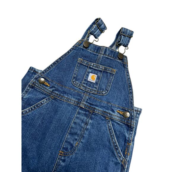 Carhartt Overalls Toddler 2T Blue Denim Workwear Carpenter Bib Pants Y2K casual - Picture 1 of 8